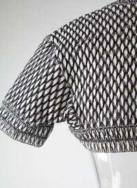 Knitted Rocaille short-sleeved bolero - Ivory & Black
