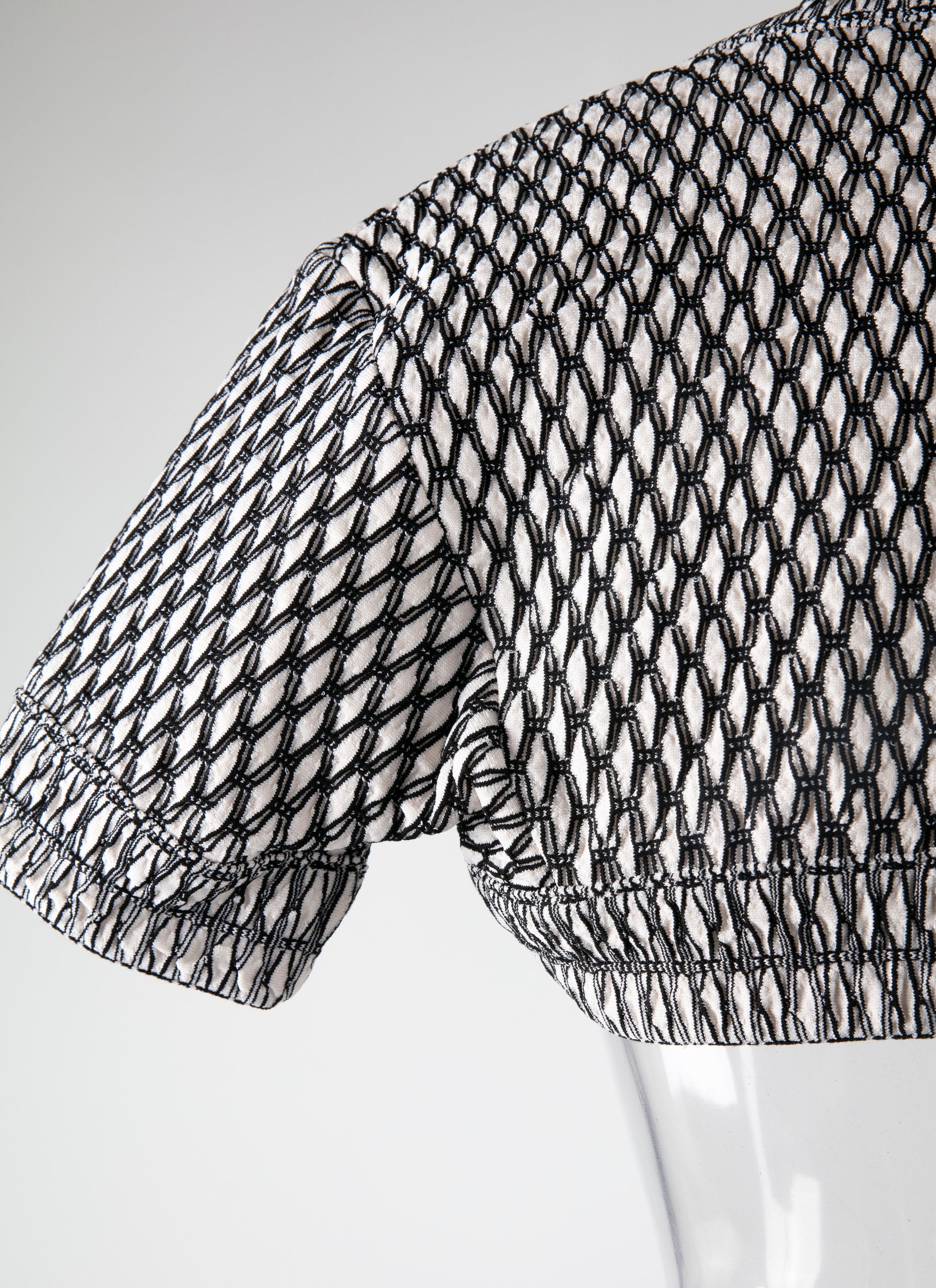 Knitted Rocaille short-sleeved bolero - Ivory & Black