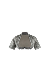 Knitted short-sleeved Rocaille bolero - Ivory & Green
