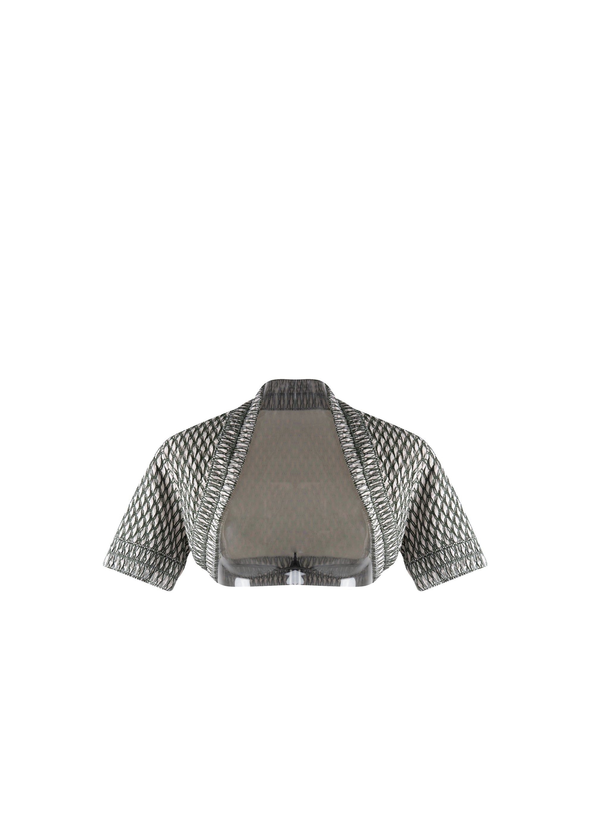 Knitted short-sleeved Rocaille bolero - Ivory & Green