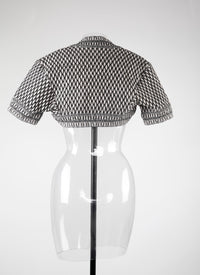 Knitted Rocaille short-sleeved bolero - Ivory & Black
