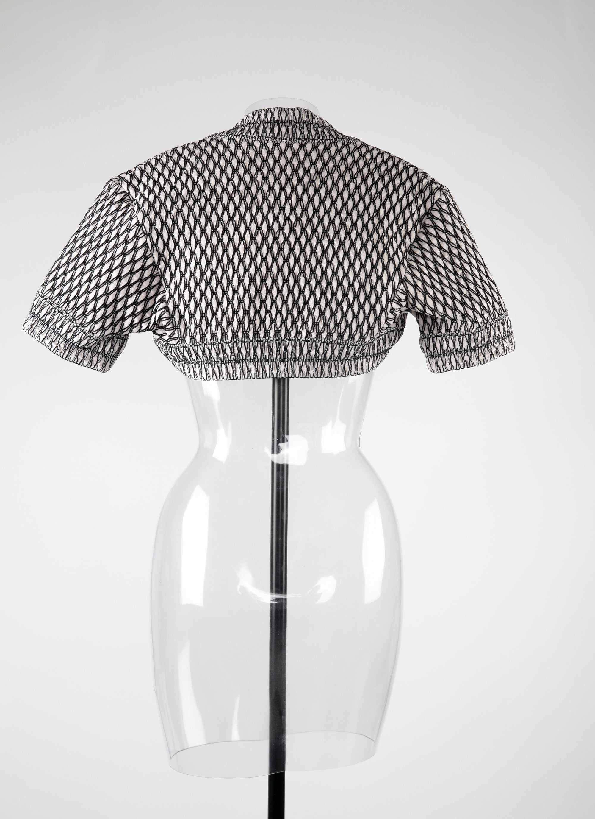 Knitted Rocaille short-sleeved bolero - Ivory & Black