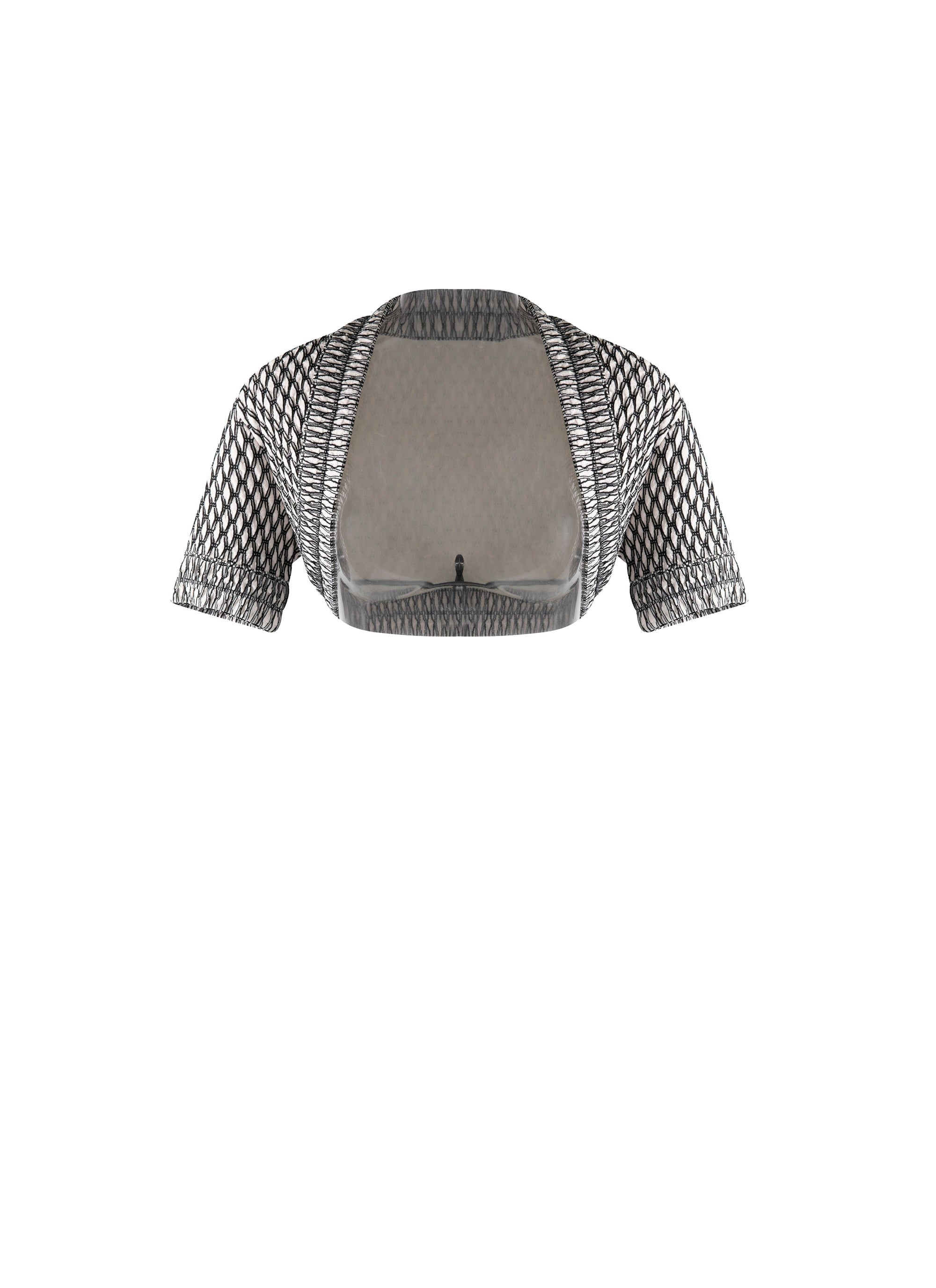 Knitted Rocaille short-sleeved bolero - Ivory & Black
