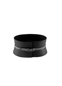 Studded leather corset belt - Black intense