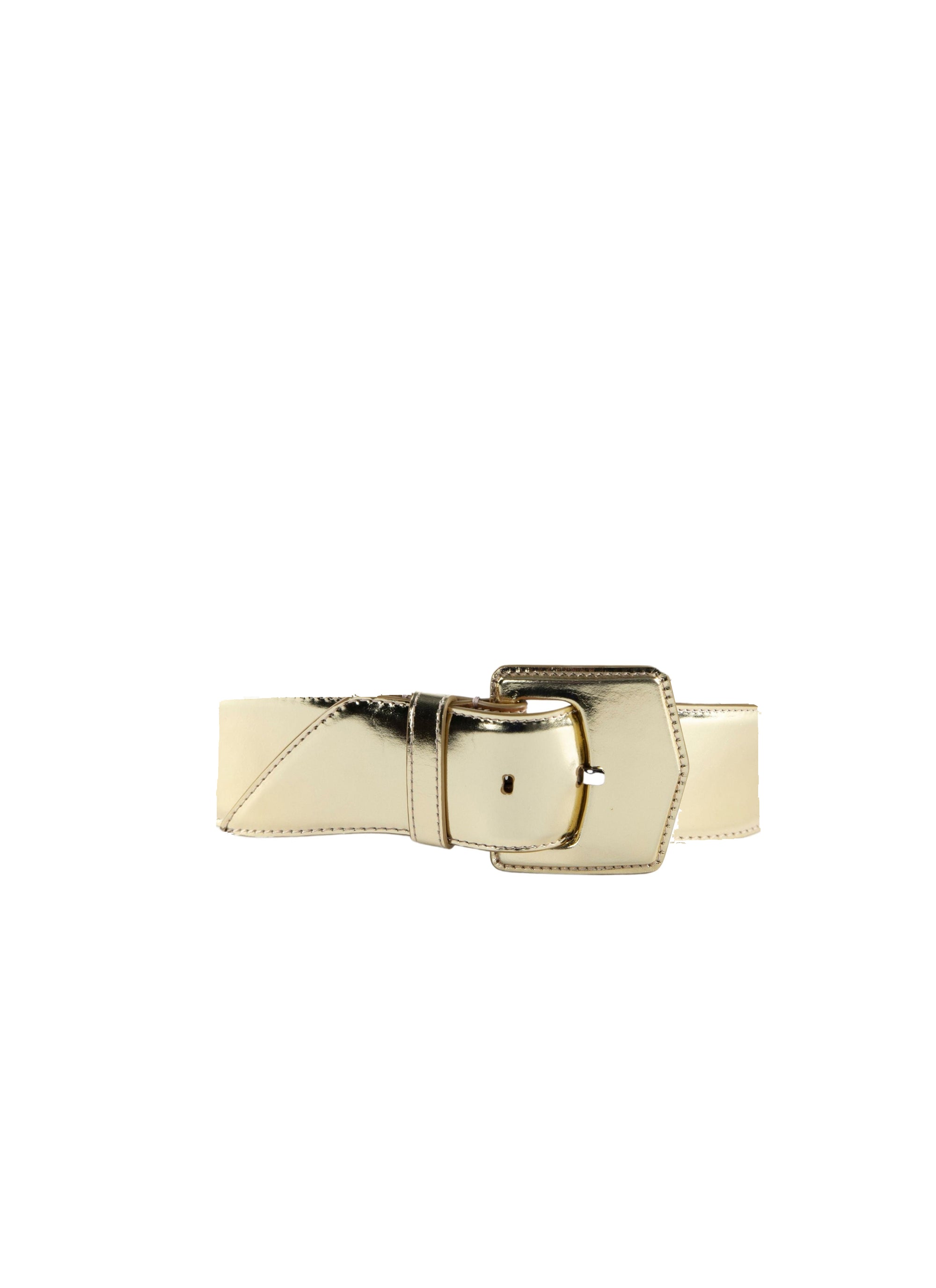 Large leather buckle belt - Gold