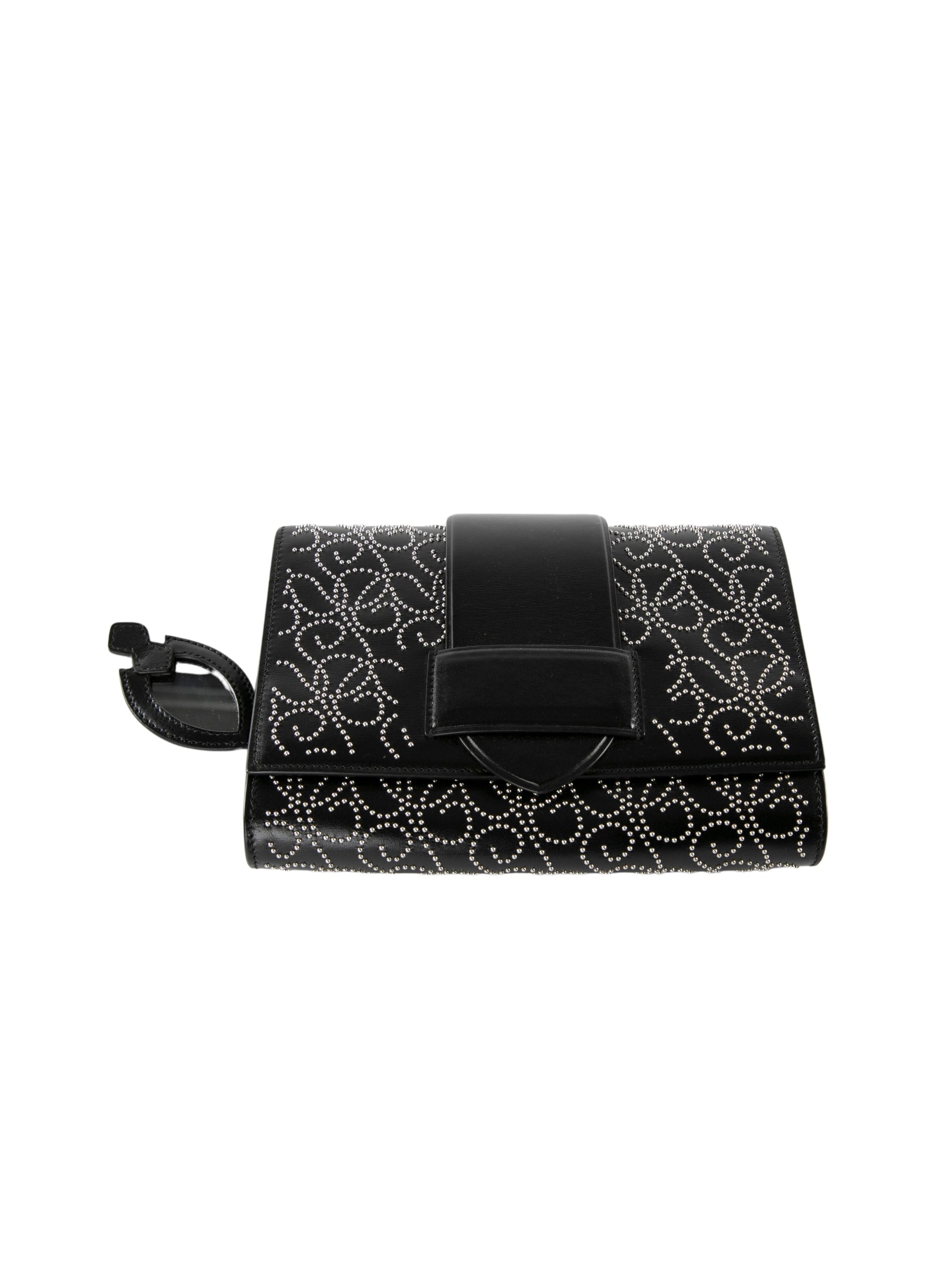 Simone leather clutch bag - Black intense