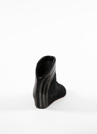 Open-toe two-tone leather ankle boots - Black & Silver