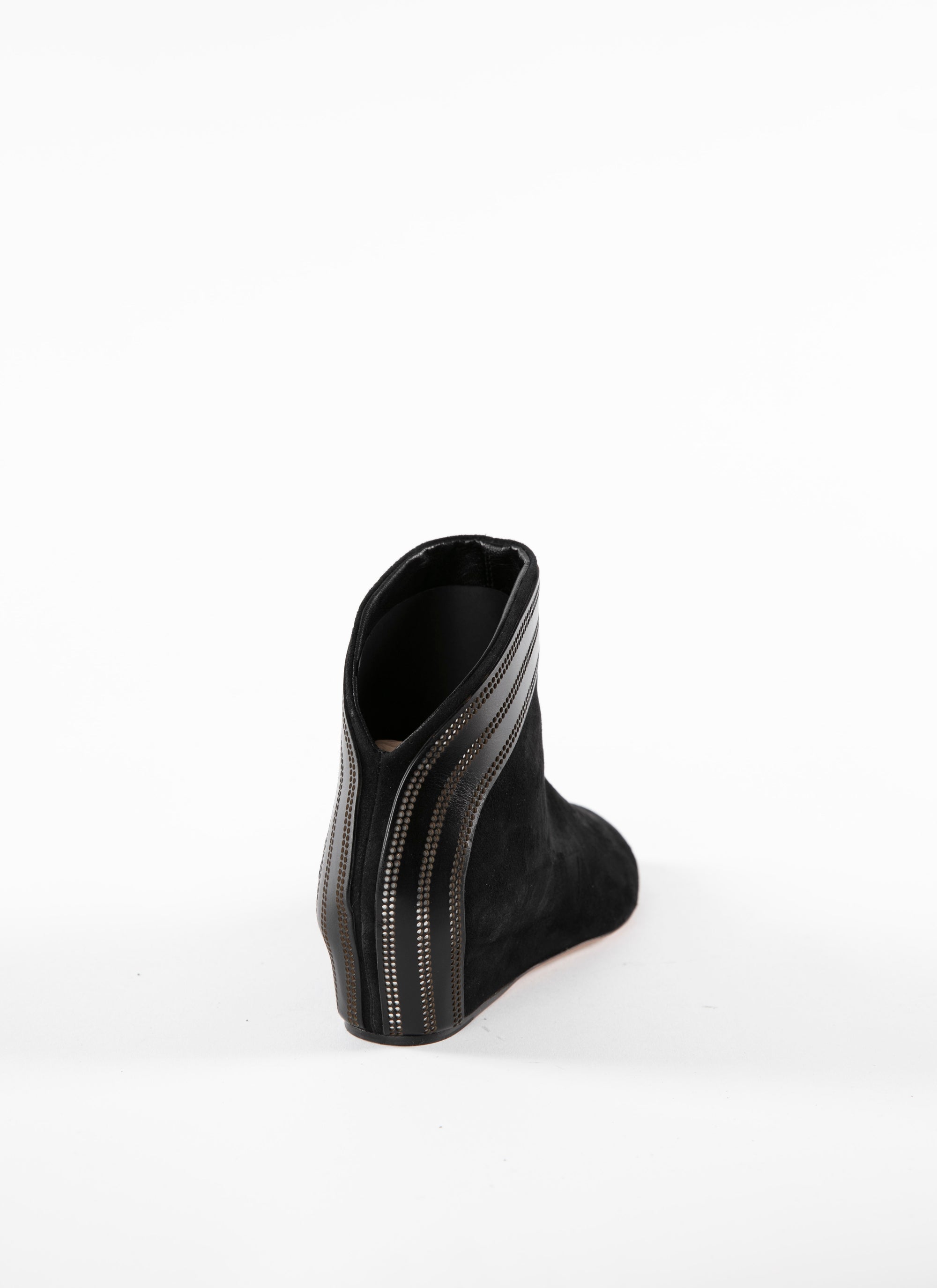 Open-toe two-tone leather ankle boots - Black & Silver