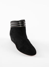 Open-toe two-tone leather ankle boots - Black & Silver