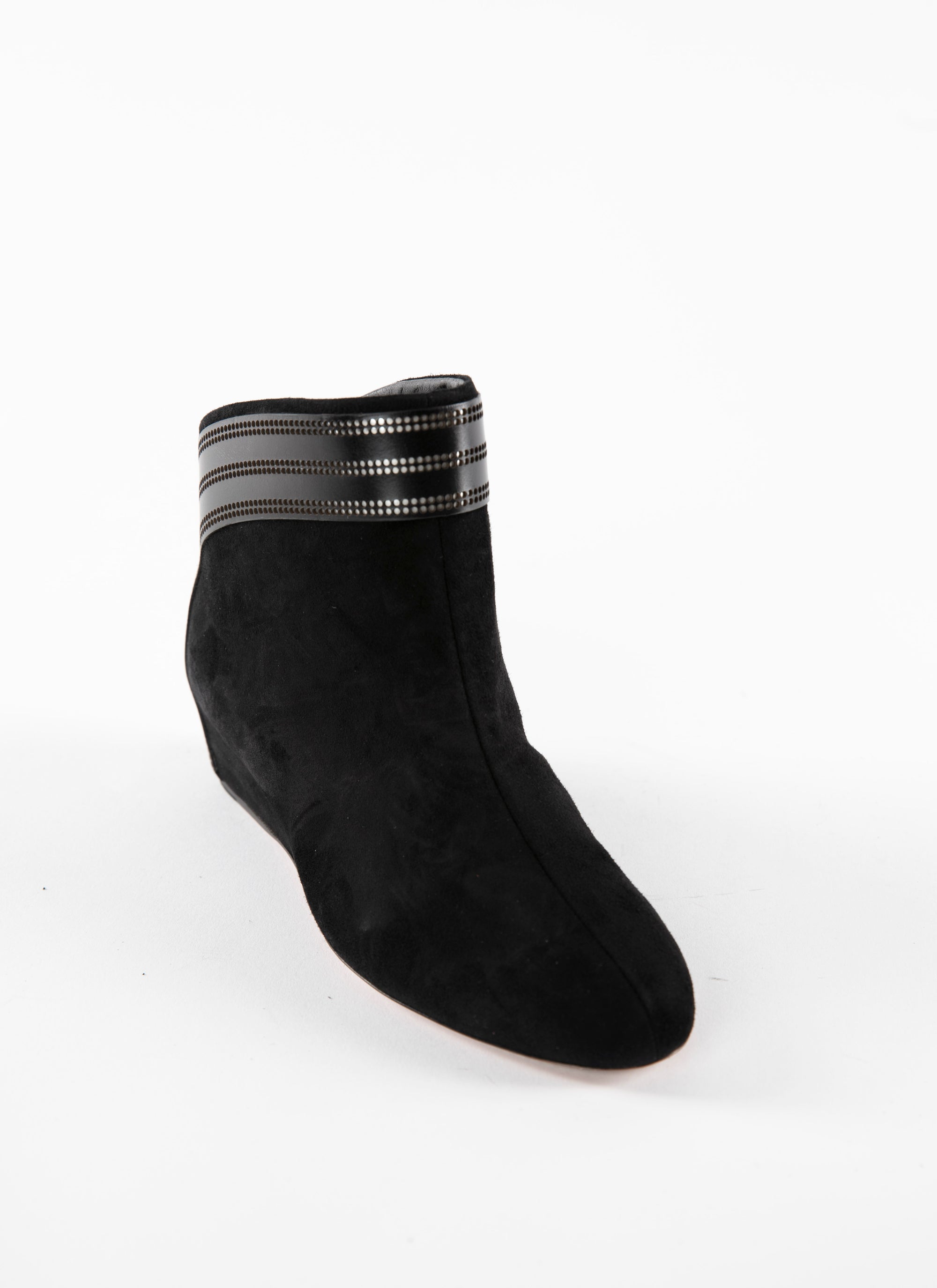 Open-toe two-tone leather ankle boots - Black & Silver