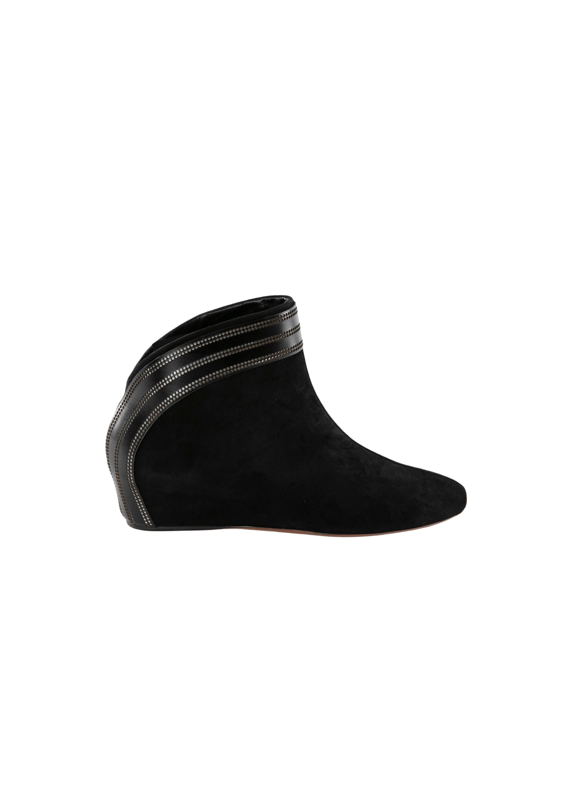 Open-toe two-tone leather ankle boots - Black & Silver