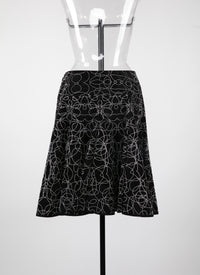 Rainbow skirt in leather - Black & Silver