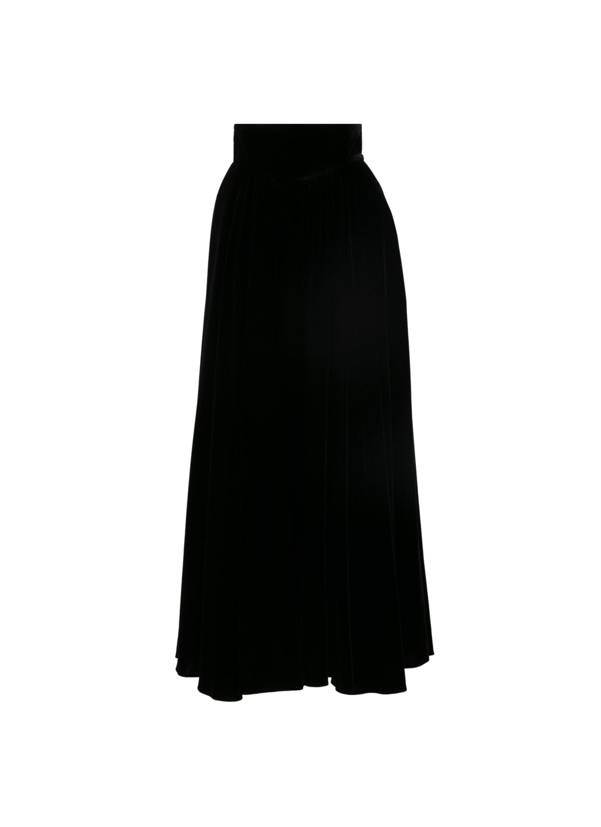 Long velvet skirt - Black intense