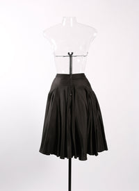 Short silk skirt with gathered detail - Black intense