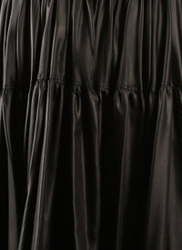Long buttoned skirt with seam detail - Intense Black