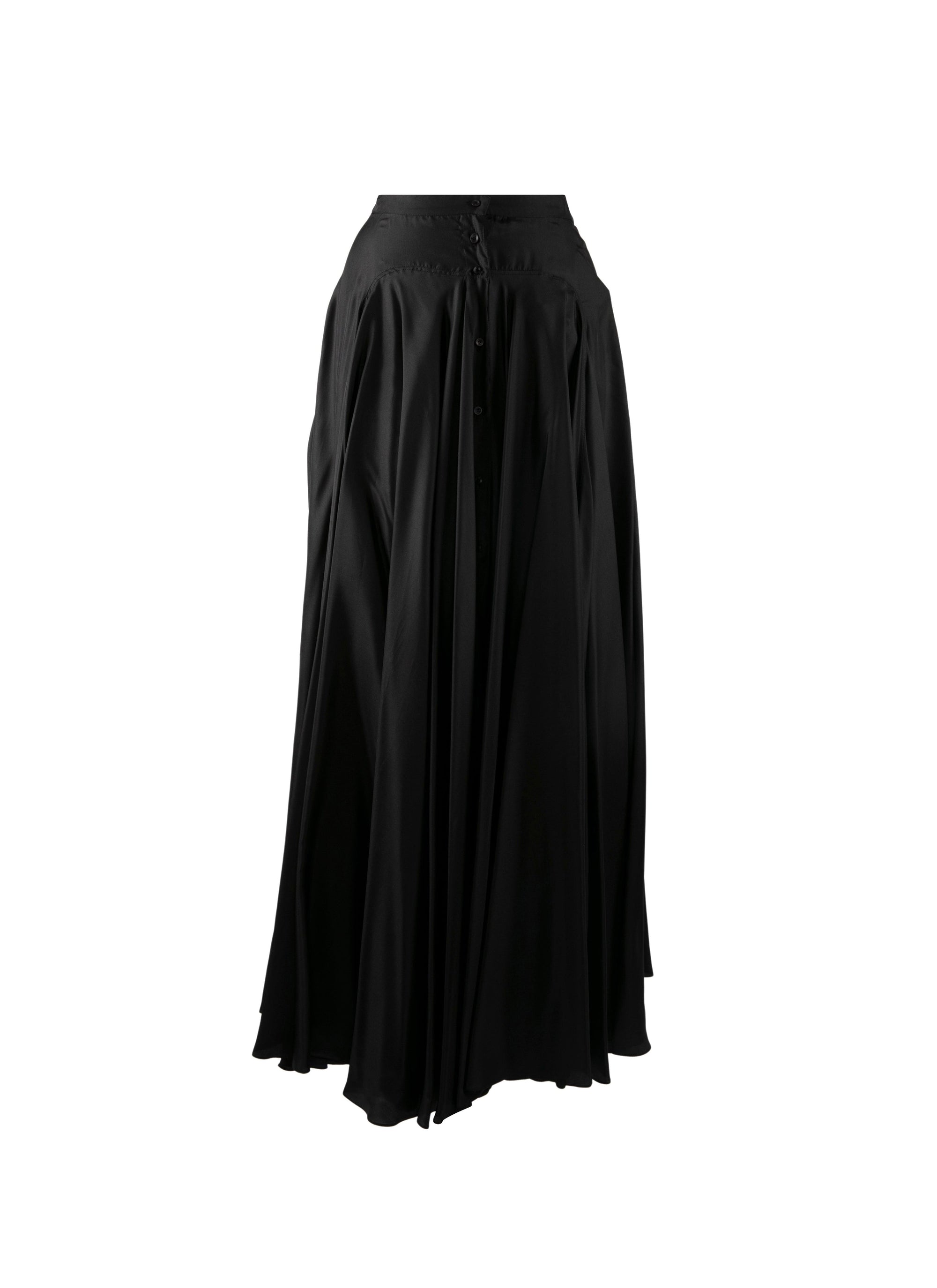 Long buttoned skirt with seam detail - Intense Black