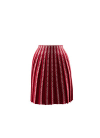 Short pleated skirt with contrasting details - Red & White