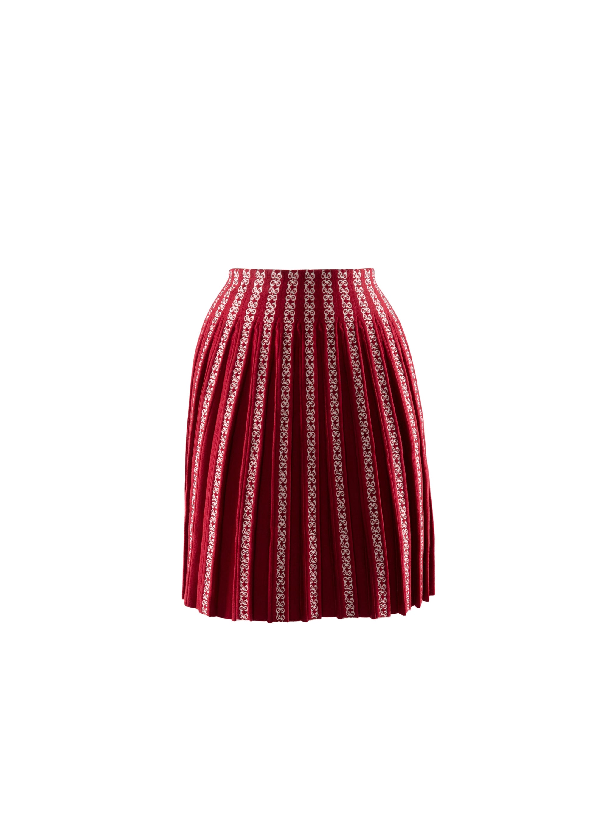 Short pleated skirt with contrasting details - Red & White