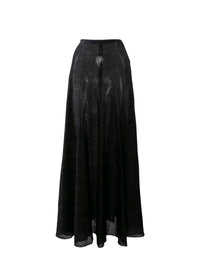 Plain silk flared skirt - Black & Blue