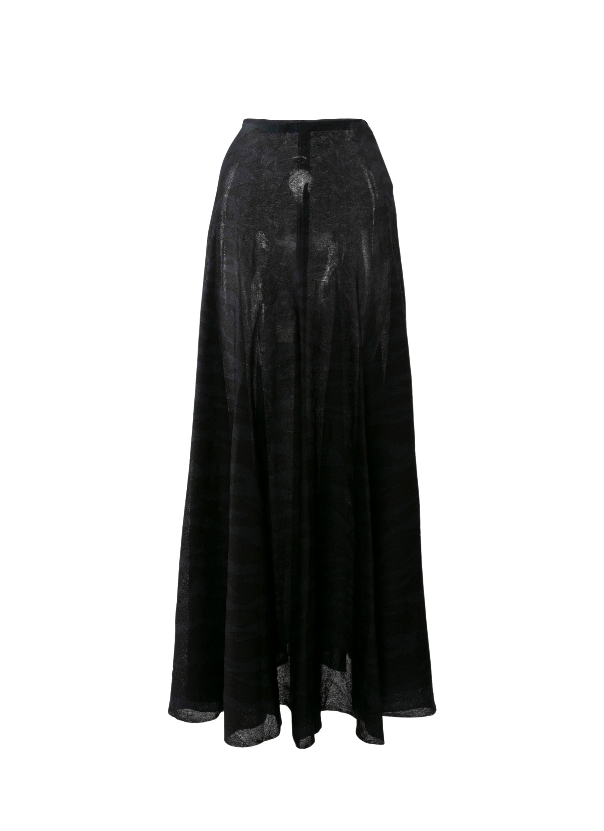 Plain silk flared skirt - Black & Blue