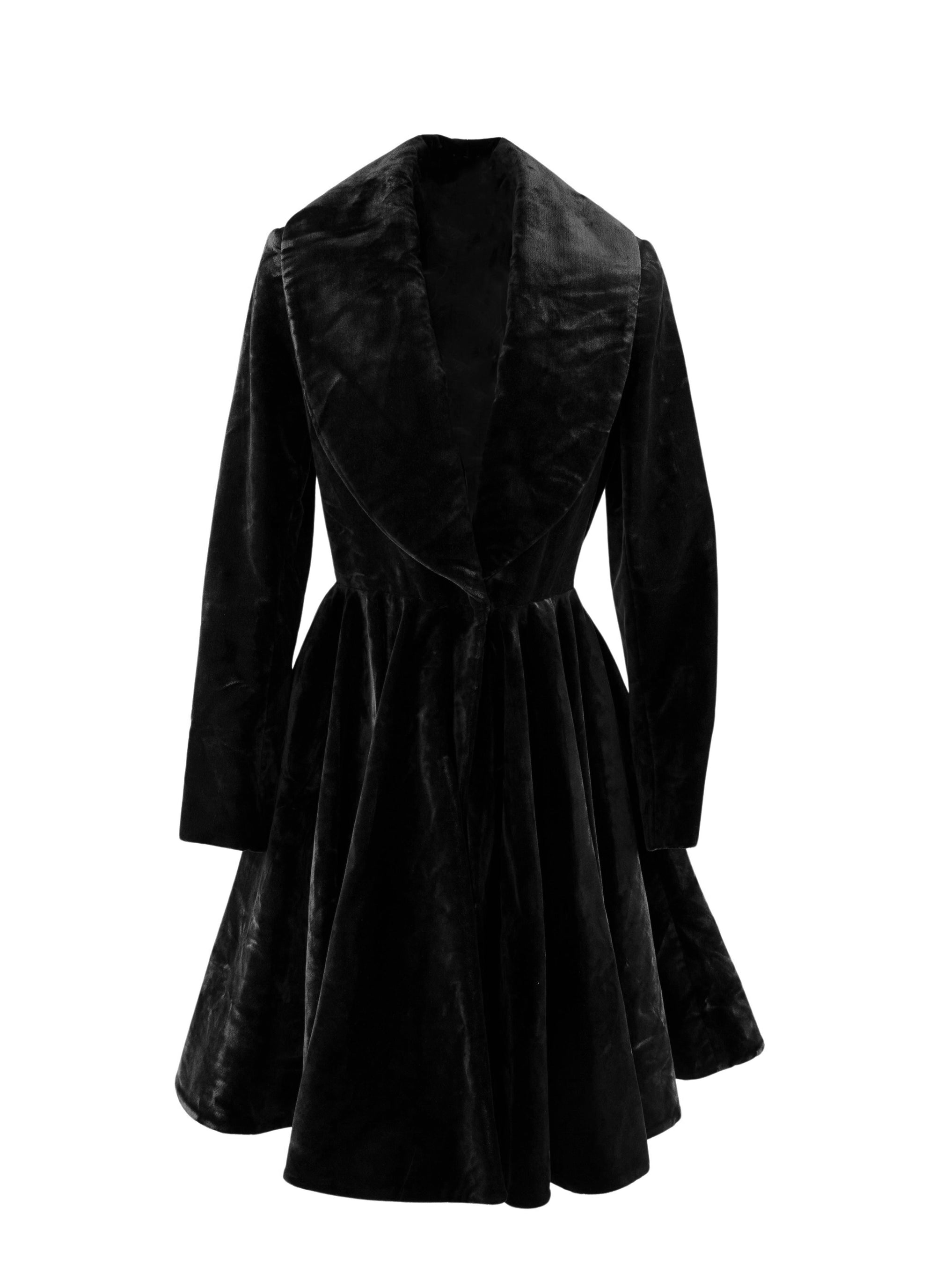 Flared velvet coat - Black intense