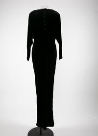 Long-sleeved button-back dress - Black intense
