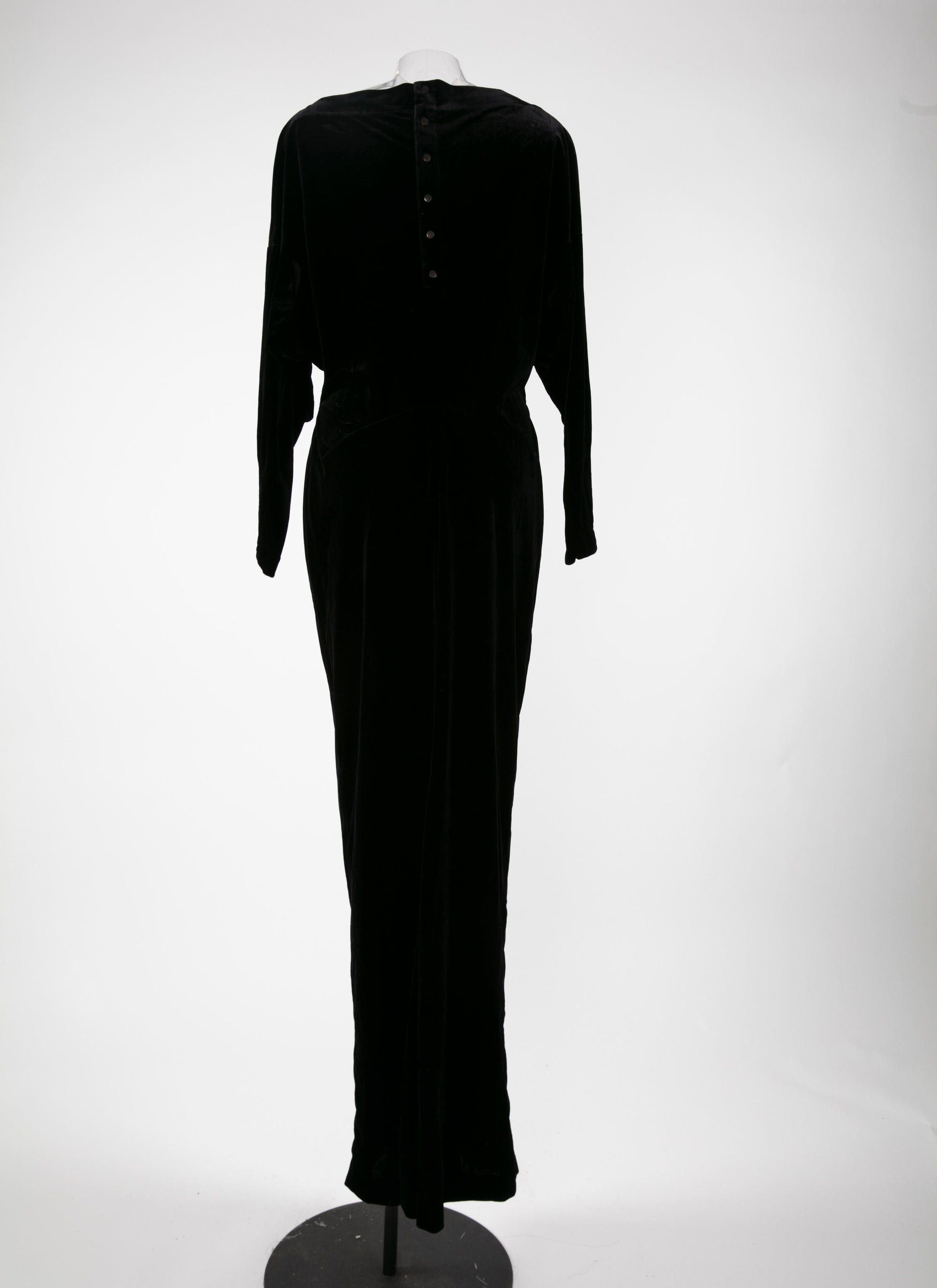 Long-sleeved button-back dress - Black intense