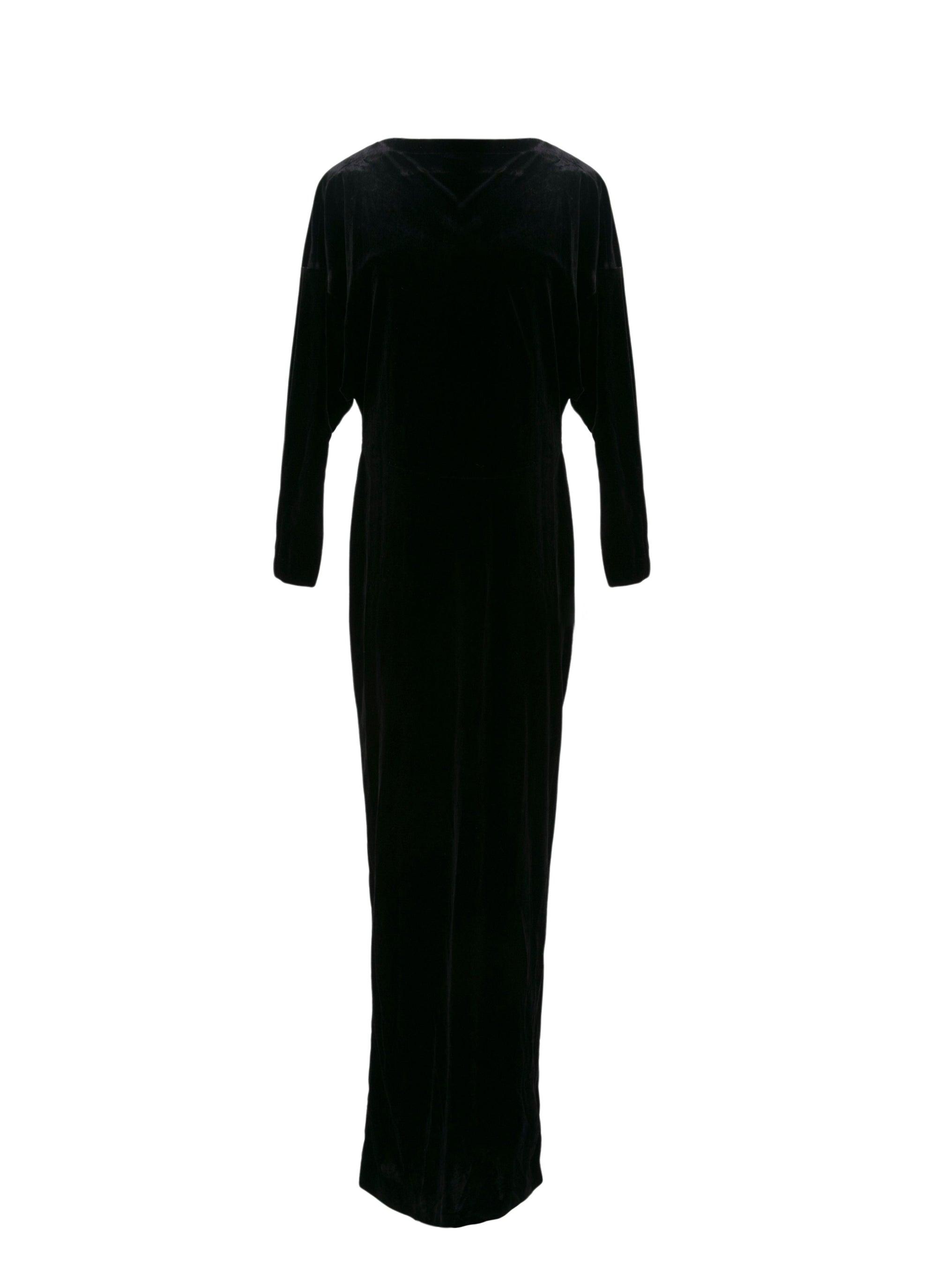 Long-sleeved button-back dress - Black intense