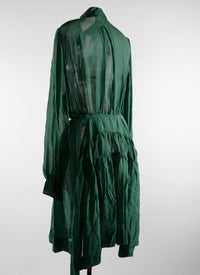 Silk long-sleeved flowing shirt dress - Empire Green