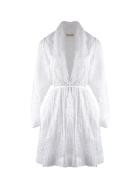 Long-sleeved floral dress - White