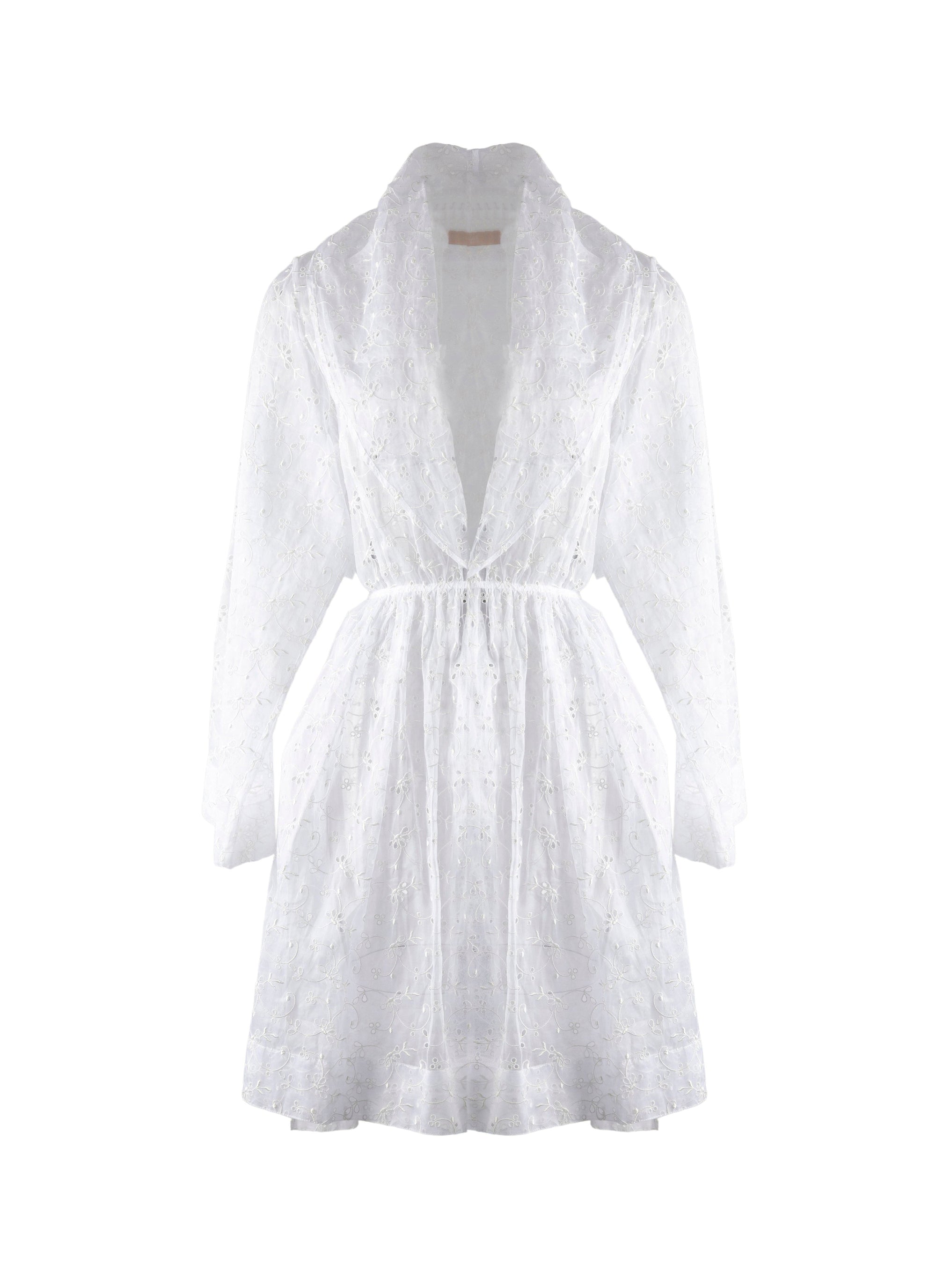 Long-sleeved floral dress - White