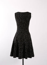 Sleeveless embroidered wool Rainbow dress - Black intense