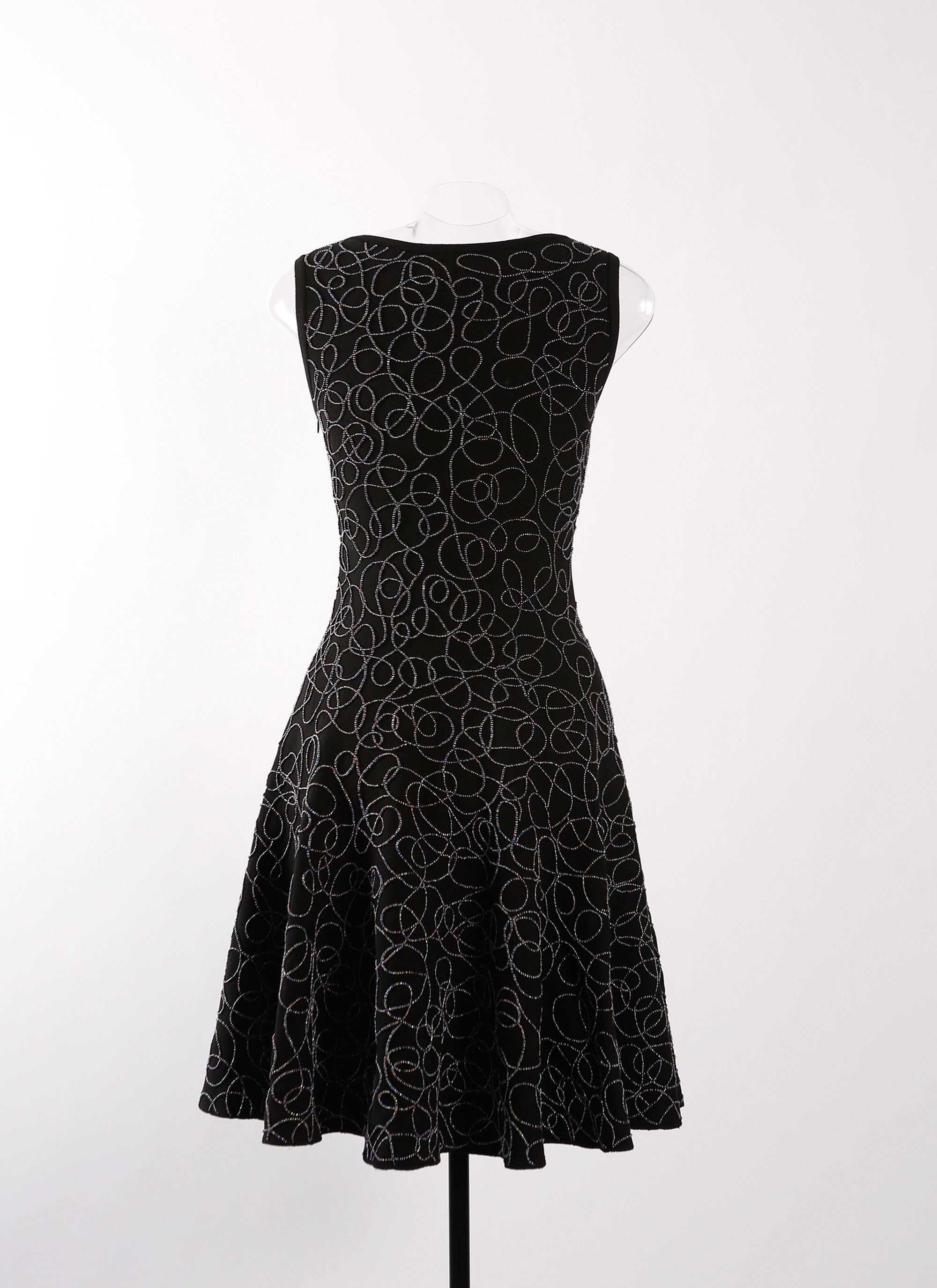 Sleeveless embroidered wool Rainbow dress - Black intense