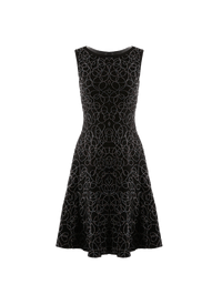 Sleeveless embroidered wool Rainbow dress - Black intense