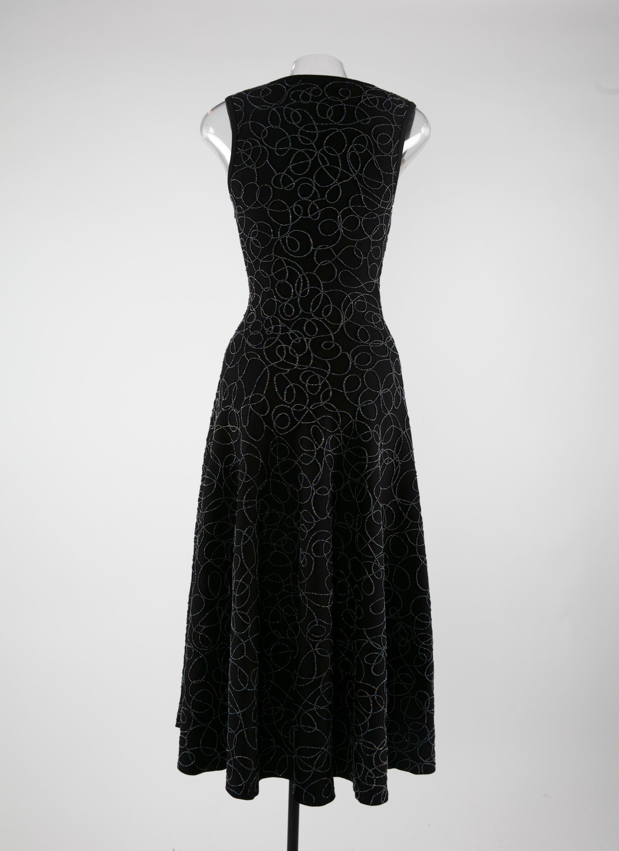 Sleeveless embroidered wool dress - Black intense