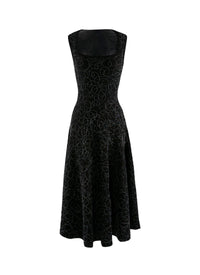 Sleeveless embroidered wool dress - Black intense