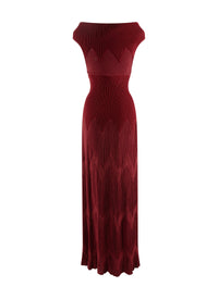 Wool blend boat neck maxi dress - Mahogany