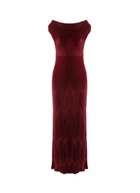 Wool blend boat neck maxi dress - Mahogany