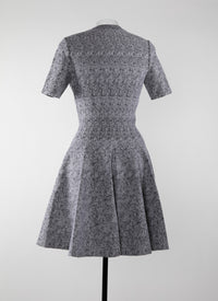 Wool v-neck skater dress - White & Black