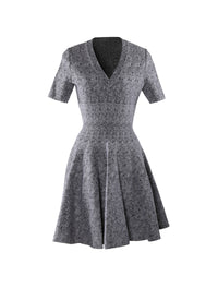 Wool v-neck skater dress - White & Black