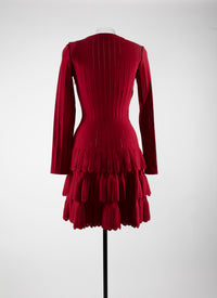 Wool ruffled v-neck dress - Madder