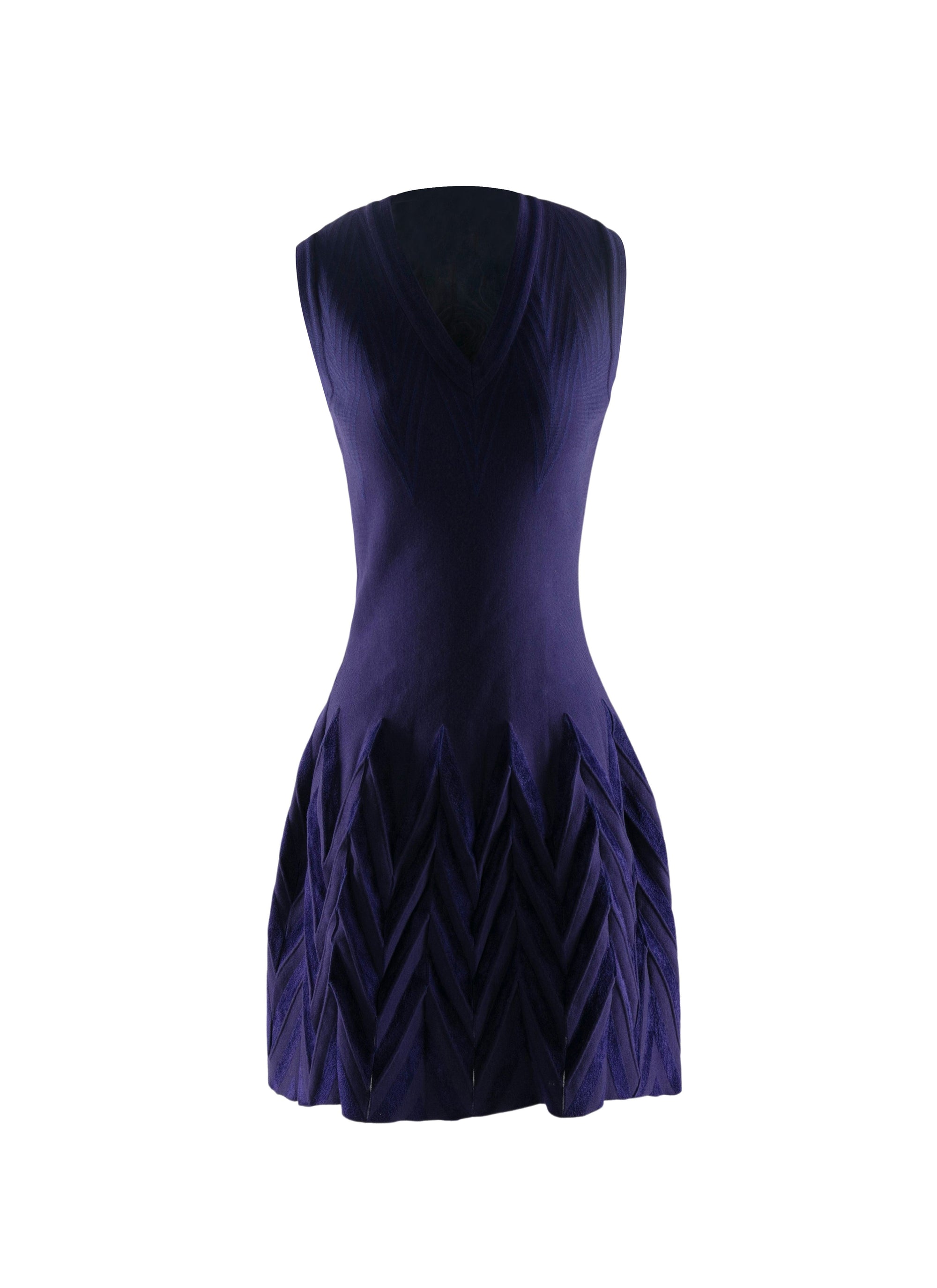 Robe sans manches col v en laine - Bleu Fonce