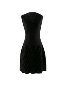 Sleeveless v-neck dress - Black intense