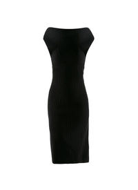 Waisted boat neck dress - Black intense