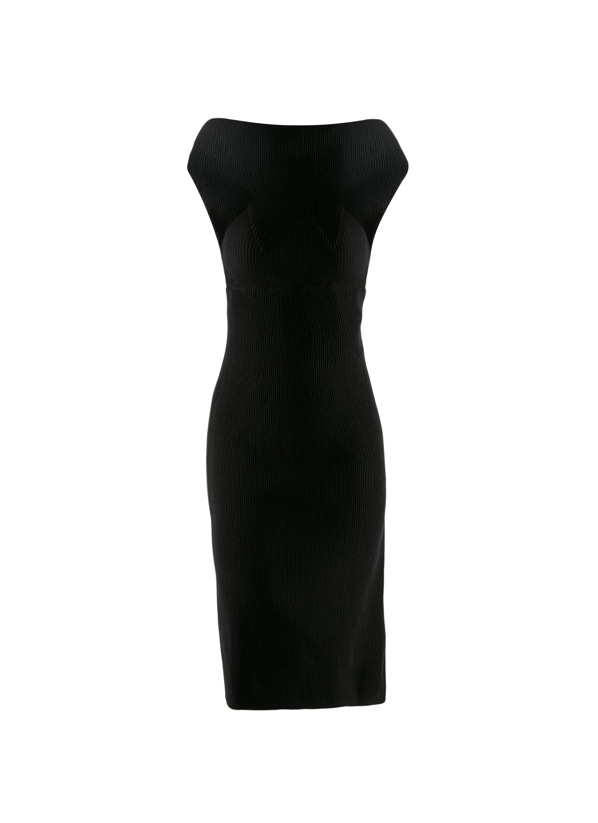 Waisted boat neck dress - Black intense