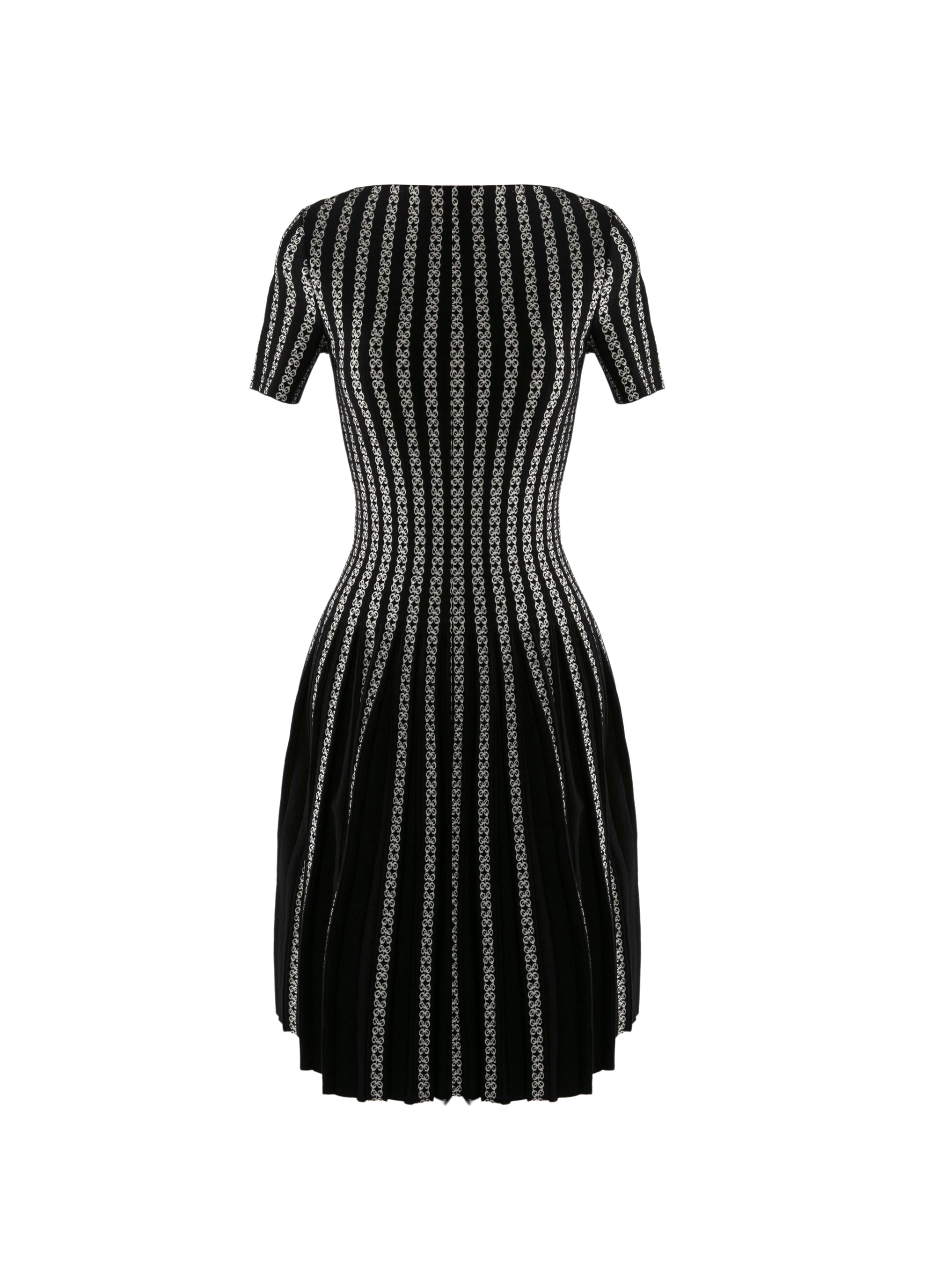 Robe à manches courtes à plis - Noir & Blanc