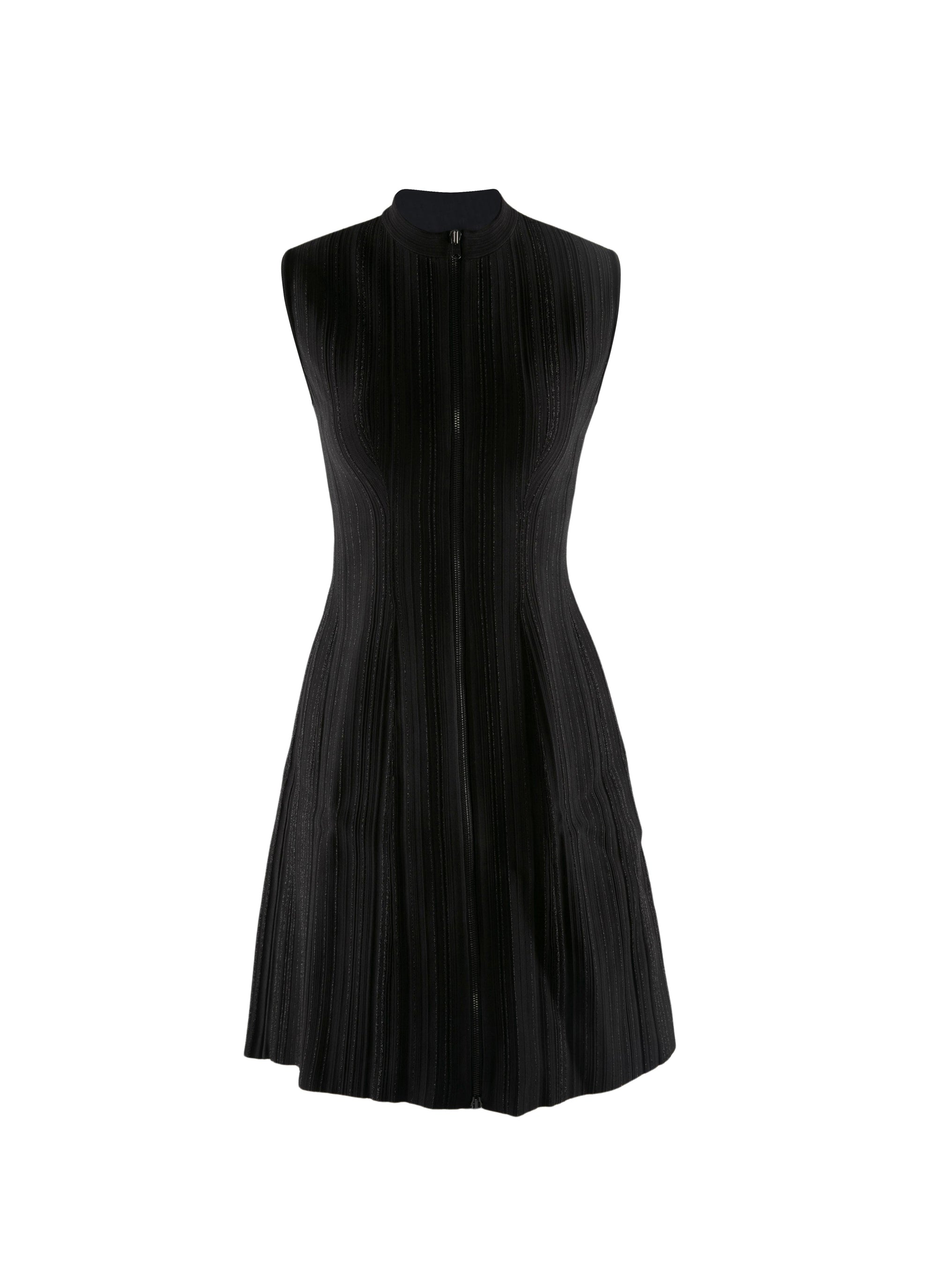Sleeveless zip dress - Black Gloss