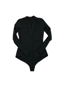 V-neck bodysuit with two wool buttons - Forest