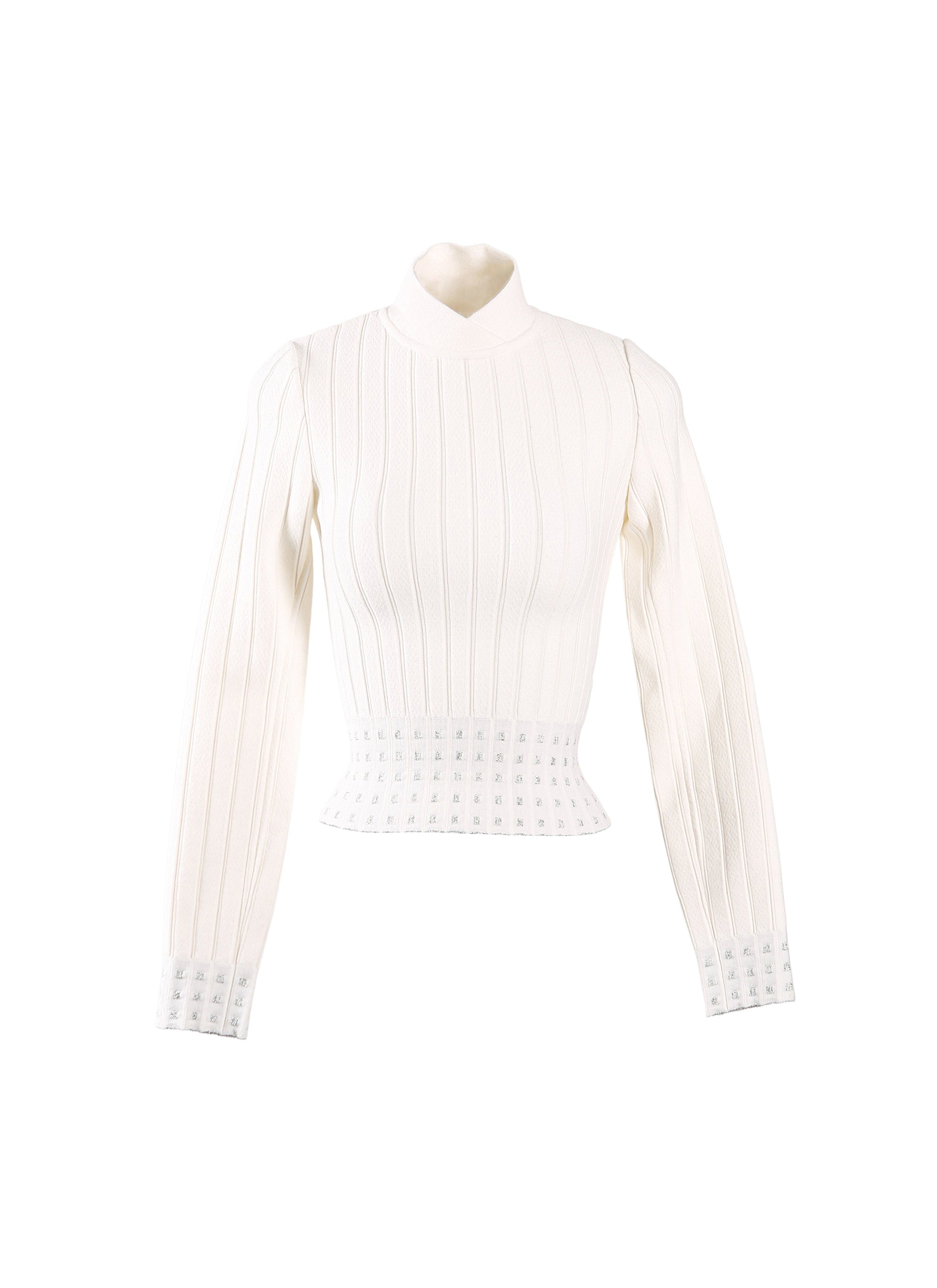 Wool evening visitor long sleeve jumper - White