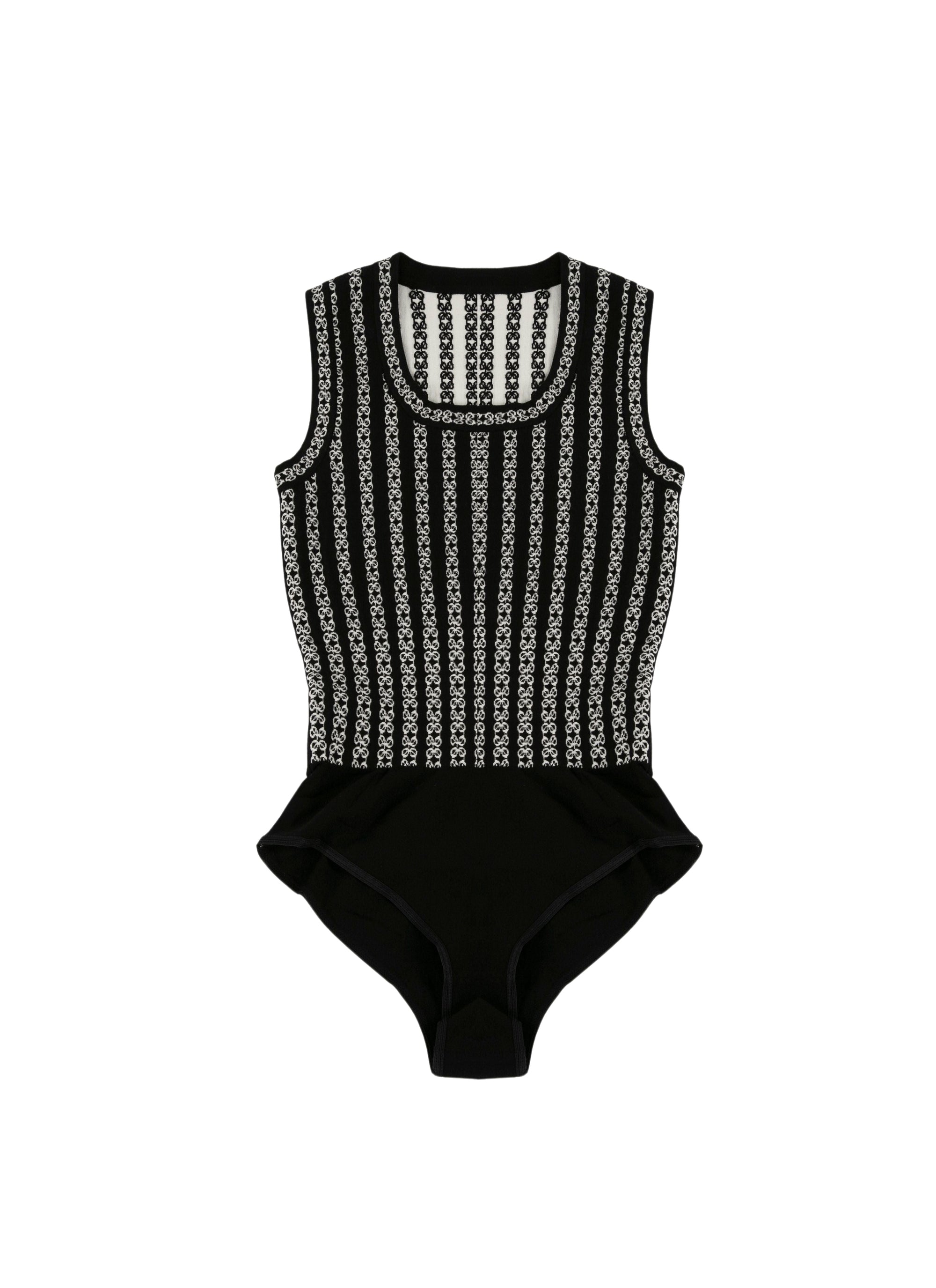 Sleeveless bodysuit with logo stripes - Black & White
